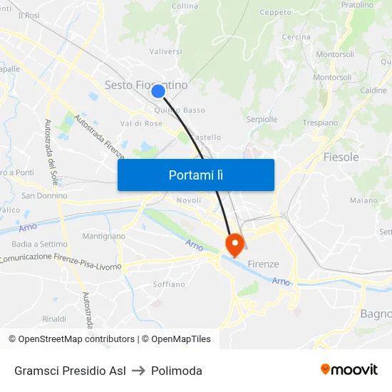 Gramsci Presidio Asl to Polimoda map