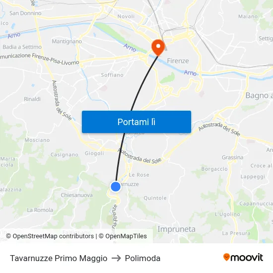 Tavarnuzze Primo Maggio to Polimoda map