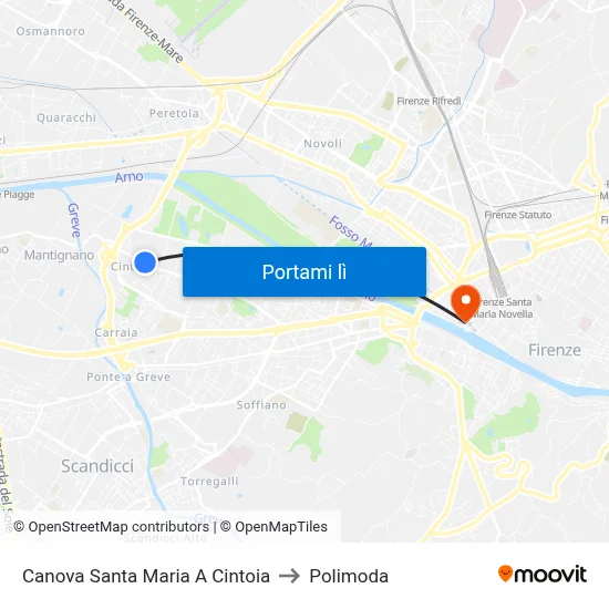 Canova Santa Maria A Cintoia to Polimoda map