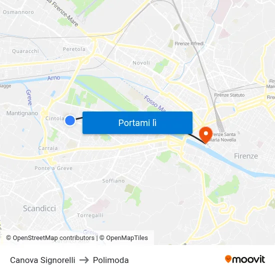 Canova Signorelli to Polimoda map