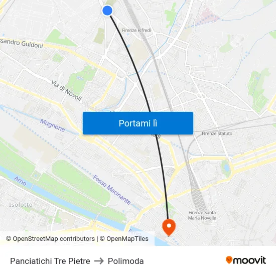 Panciatichi Tre Pietre to Polimoda map