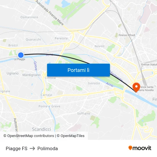Piagge FS to Polimoda map