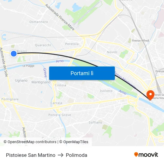 Pistoiese San Martino to Polimoda map