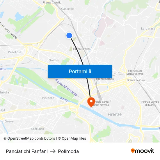 Panciatichi Fanfani to Polimoda map