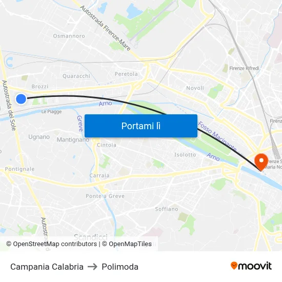 Campania Calabria to Polimoda map