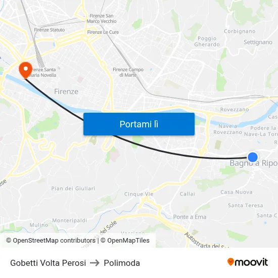 Gobetti Volta Perosi to Polimoda map