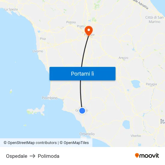Ospedale to Polimoda map