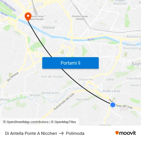 Di Antella Ponte A Niccheri to Polimoda map