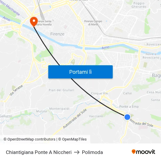 Chiantigiana Ponte A Niccheri to Polimoda map