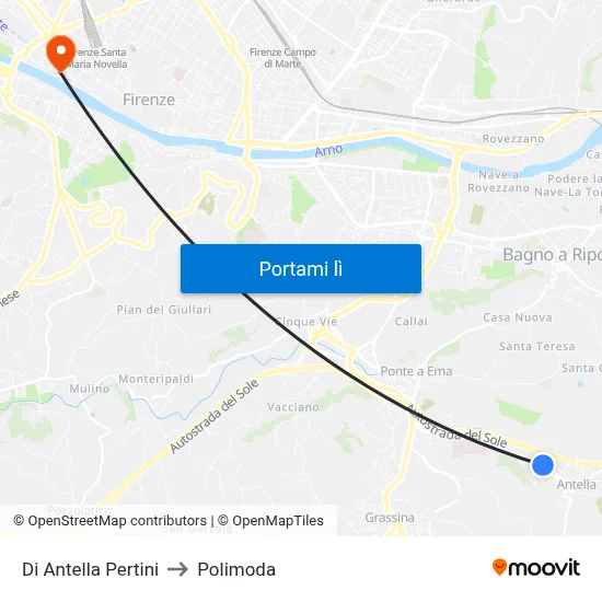 Di Antella Pertini to Polimoda map