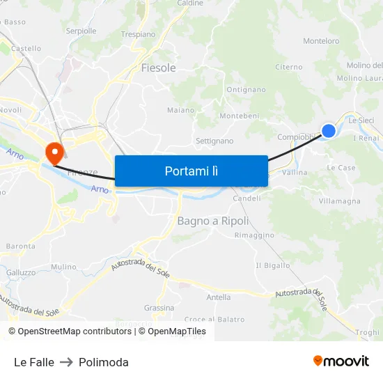 Le Falle to Polimoda map
