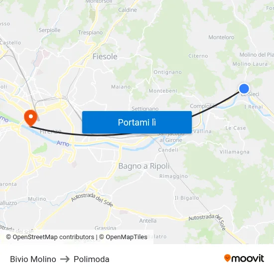 Bivio Molino to Polimoda map