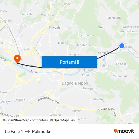 Le Falle 1 to Polimoda map
