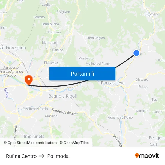 Rufina Centro to Polimoda map