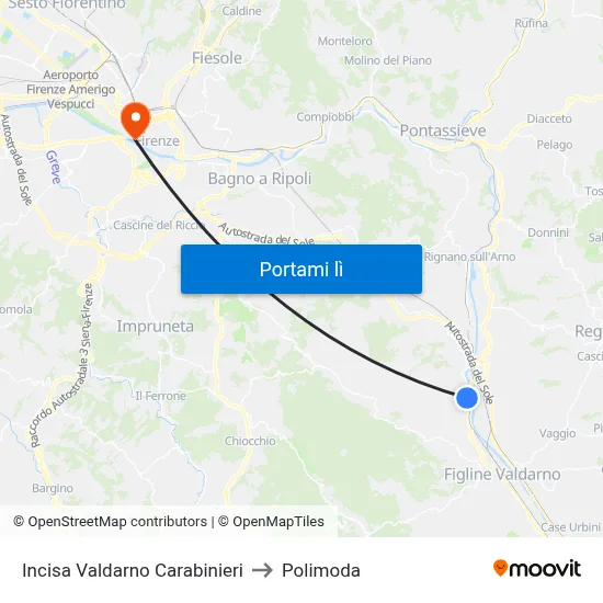 Incisa Valdarno Carabinieri to Polimoda map