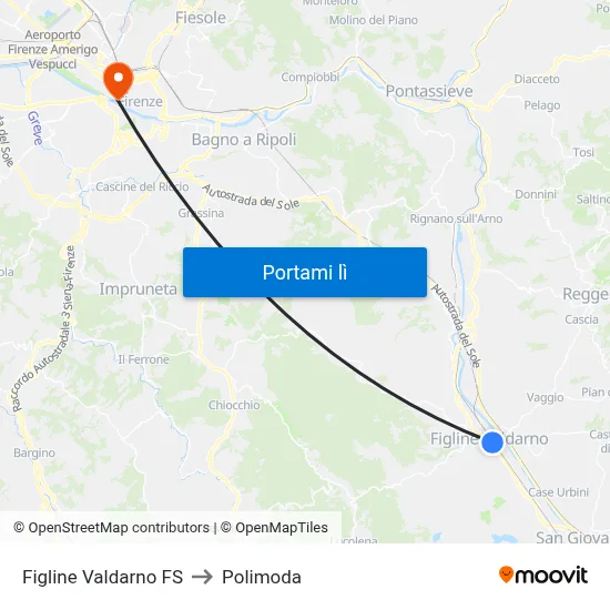 Figline Valdarno FS to Polimoda map