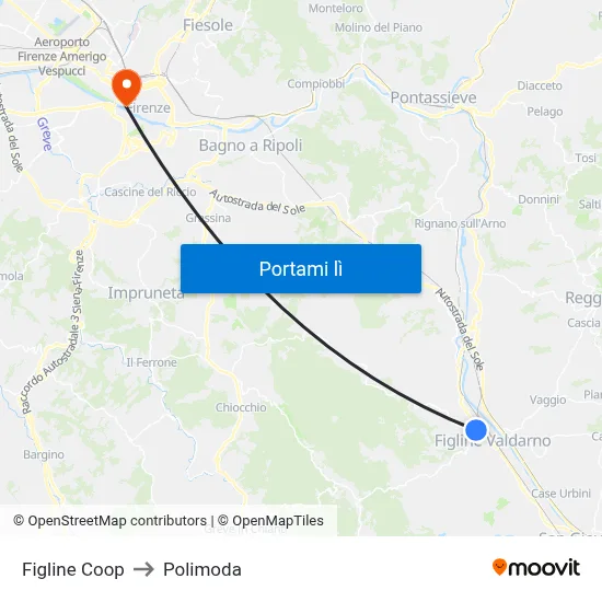 Figline Coop to Polimoda map