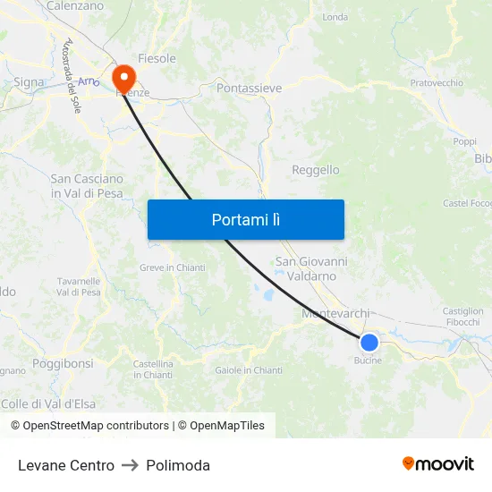 Levane Centro to Polimoda map