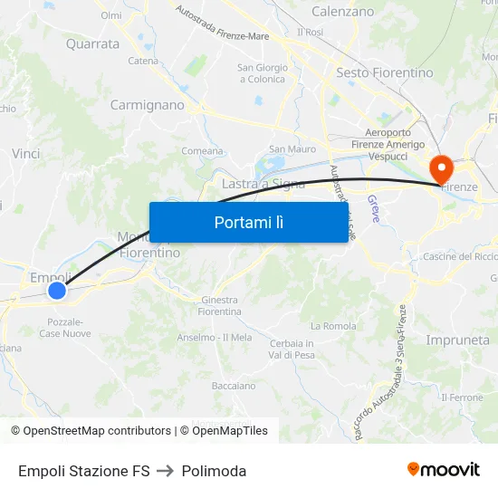 Empoli Stazione FS to Polimoda map
