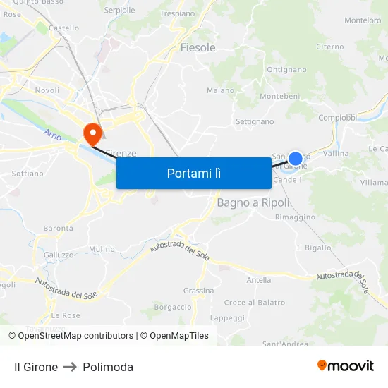 Il Girone to Polimoda map