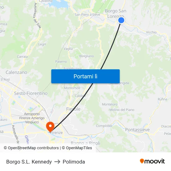 Borgo S.L. Kennedy to Polimoda map