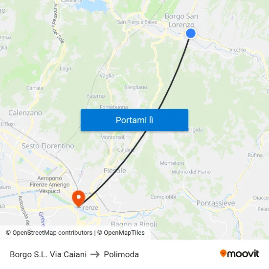 Borgo S.L. Via Caiani to Polimoda map