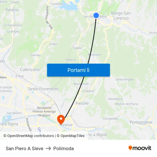 San Piero A Sieve to Polimoda map