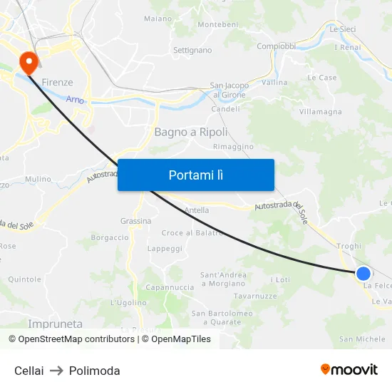 Cellai to Polimoda map