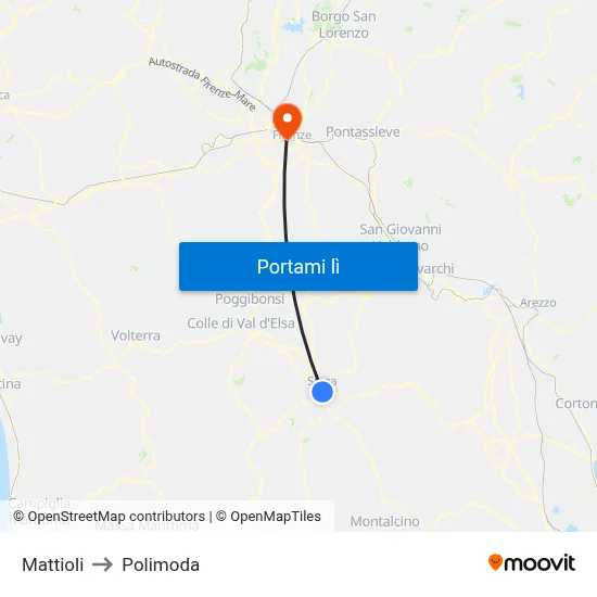 Mattioli to Polimoda map