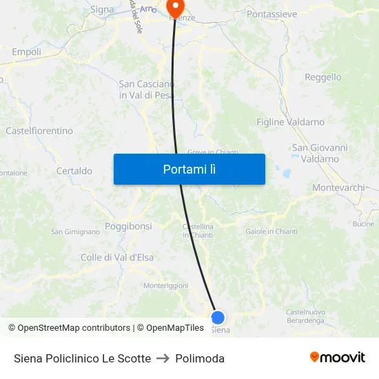 Siena Policlinico Le Scotte to Polimoda map