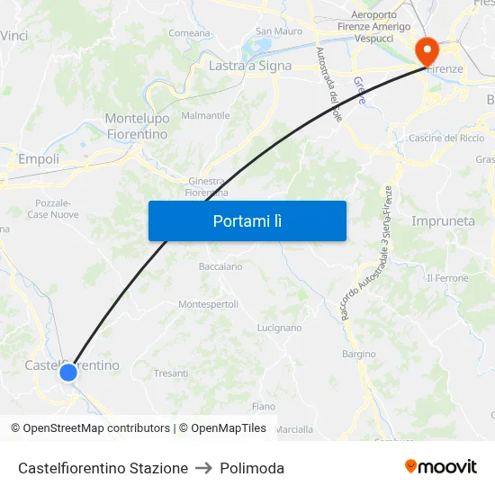Castelfiorentino Stazione to Polimoda map