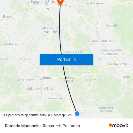 Rotonda Madonnina Rossa to Polimoda map