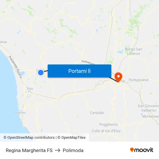 Regina Margherita FS to Polimoda map