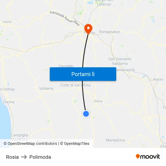Rosia to Polimoda map