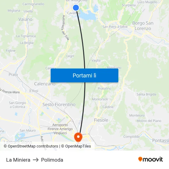La Miniera to Polimoda map