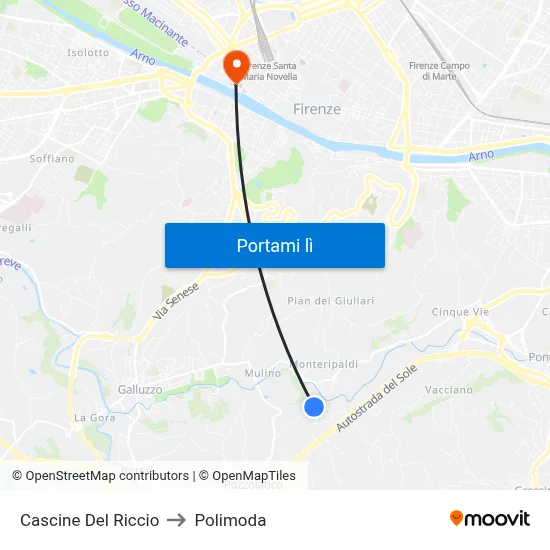 Cascine Del Riccio to Polimoda map