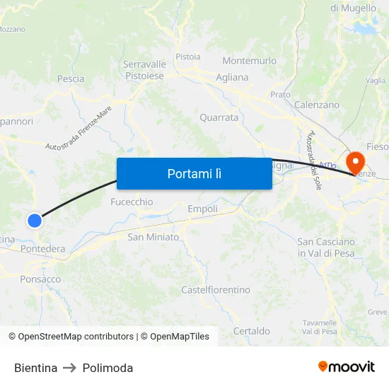 Bientina to Polimoda map