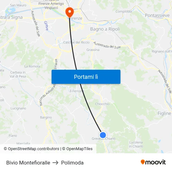 Bivio Montefioralle to Polimoda map
