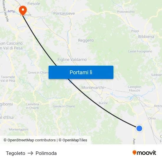 Tegoleto to Polimoda map