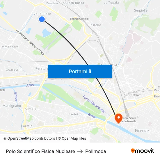 Polo Scientifico Fisica Nucleare to Polimoda map