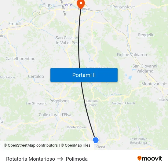 Rotatoria Montarioso to Polimoda map