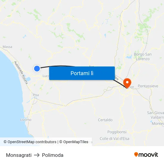 Monsagrati to Polimoda map