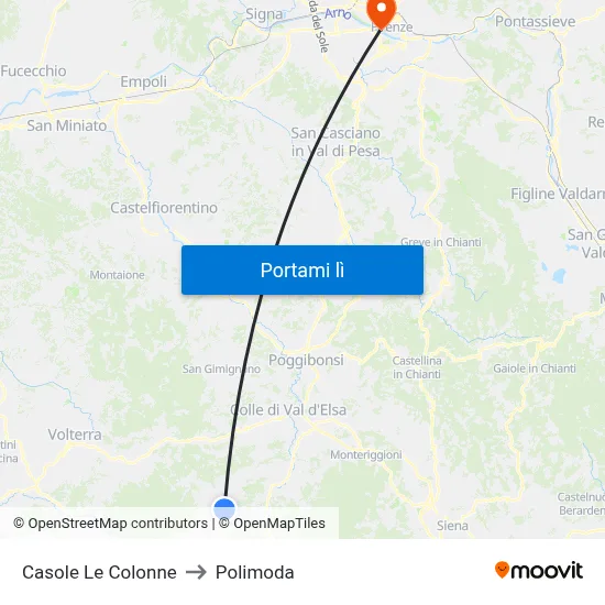Casole Le Colonne to Polimoda map