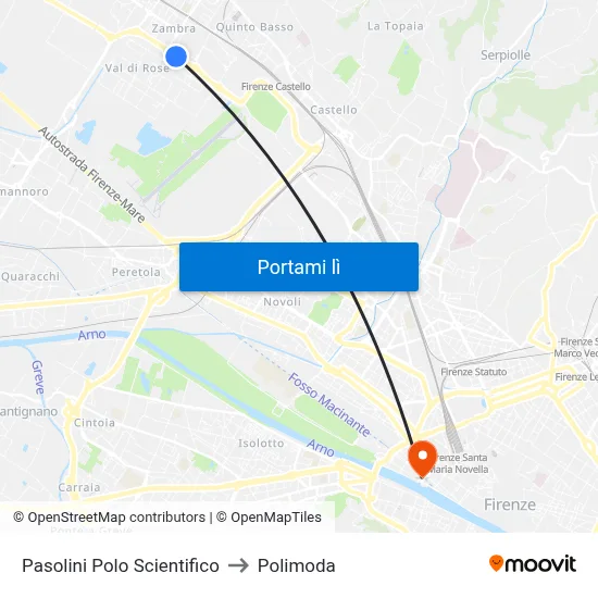 Pasolini Polo Scientifico to Polimoda map