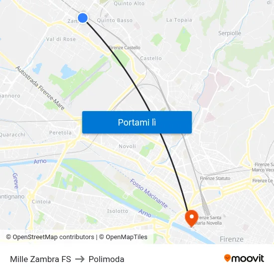 Mille Zambra FS to Polimoda map