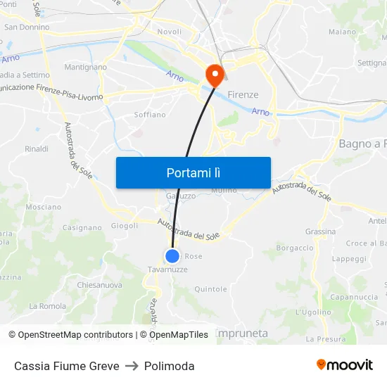 Cassia Fiume Greve to Polimoda map