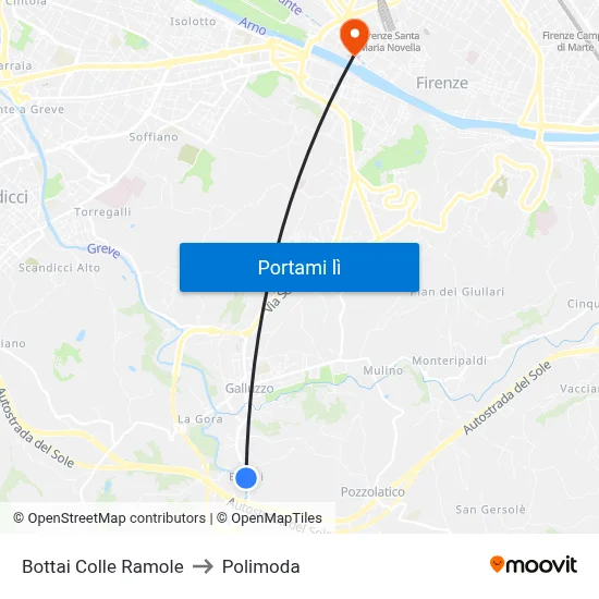 Bottai Colle Ramole to Polimoda map