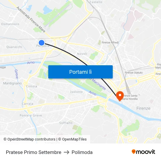 Pratese Primo Settembre to Polimoda map