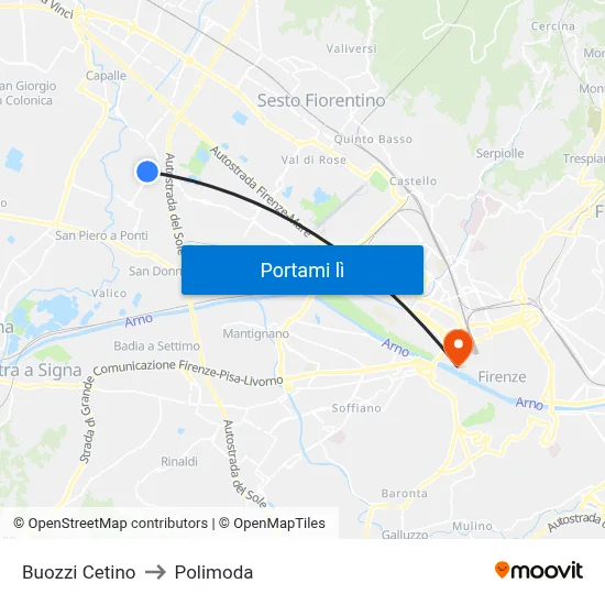 Buozzi Cetino to Polimoda map