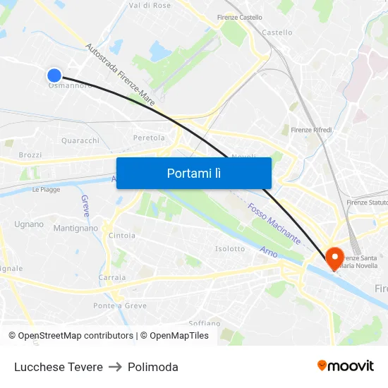 Lucchese Tevere to Polimoda map